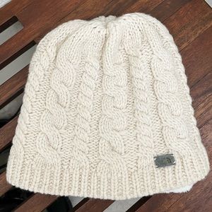 NORTH FACE cable knit beanie- cream - fleecy lining